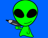 Disegno Alieno II pitturato su ary99