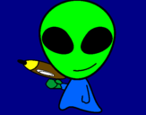 Disegno Alieno II pitturato su sun
