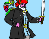 Disegno Pirata con il pappagallo  pitturato su ALESSANDRO