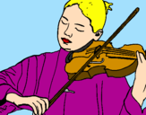 Disegno Violinista  pitturato su amelesia