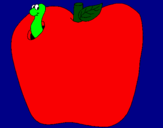Disegno Vermiciattolo nella frutta  pitturato su stefano