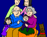 Disegno Famiglia pitturato su lella e franci