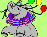 Disegno Elefante con 3 palloncini  pitturato su magda