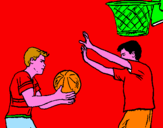 Disegno Giocatore in difesa  pitturato su matteo basket