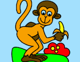 Disegno Scimmietta  pitturato su Andrea B.
