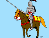 Disegno Cavallerizzo a cavallo  pitturato su EDOARDO