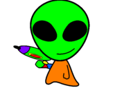 Disegno Alieno II pitturato su matteo m