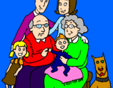 Disegno Famiglia pitturato su agnese