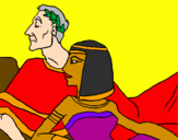 Disegno Cesare e Cleopatra  pitturato su giulia334