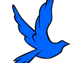 Disegno Colomba della pace in volo pitturato su rondine blu