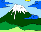 Disegno Monte Fuji pitturato su peste