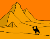 Disegno Paesaggio con le piramidi  pitturato su Edoardo