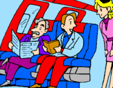 Disegno Passeggeri nell'aereo  pitturato su rossella
