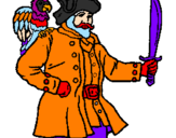 Disegno Pirata con il pappagallo  pitturato su capitan uncino