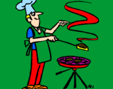 Disegno Barbecue pitturato su rossella
