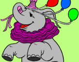 Disegno Elefante con 3 palloncini  pitturato su antonio