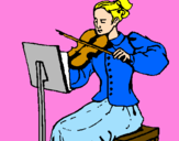 Disegno Dama violinista  pitturato su rossella