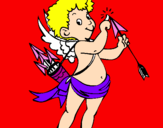 Disegno Cupido  pitturato su giogia ciardo