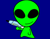 Disegno Alieno II pitturato su bubu