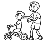 Disegno Triciclo pitturato su fratelli
