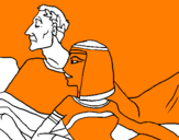 Disegno Cesare e Cleopatra  pitturato su edo