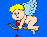 Disegno Cupido pitturato su rossella