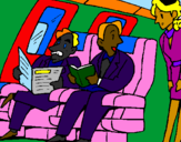 Disegno Passeggeri nell'aereo  pitturato su pamela