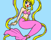 Disegno Sirena con le perle  pitturato su ELY