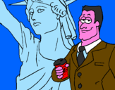 Disegno Stati Uniti d'America pitturato su Statua della liberta
