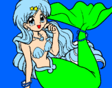 Disegno Sirena pitturato su  daisy spring