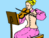 Disegno Dama violinista  pitturato su tani