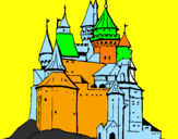 Disegno Castello medievale  pitturato su mart