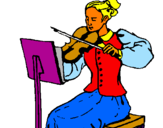 Disegno Dama violinista  pitturato su ginevra