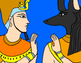 Disegno Ramses e Anubis pitturato su greta
