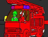 Disegno Camion dei Pompieri  pitturato su sam il pompiere 