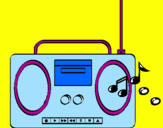 Disegno Radio cassette 2 pitturato su sara