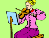 Disegno Dama violinista  pitturato su lucrezia