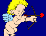 Disegno Cupido prende la mira  pitturato su idida