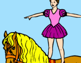 Disegno Trapezista in groppa al cavallo pitturato su NOEMI