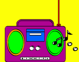 Disegno Radio cassette 2 pitturato su giorgia
