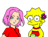 Disegno Sakura e Lisa pitturato su morgana