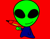 Disegno Alieno II pitturato su ivan