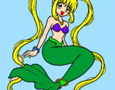 Disegno Sirena con le perle  pitturato su MARIA ROSARIA