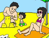 Disegno Vacanza in famiglia pitturato su morgana