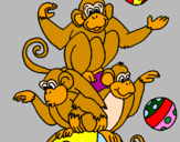Disegno Scimmie giocoliere pitturato su MATTEO