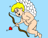 Disegno Cupido con grandi ali  pitturato su lisa