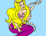 Disegno Sirena tra mille bollicine  pitturato su marikia