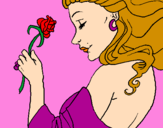 Disegno Principessa con una rosa pitturato su klaudia