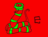 Disegno Serpente  pitturato su cesare