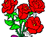 Disegno Mazzo di rose  pitturato su gre-raff